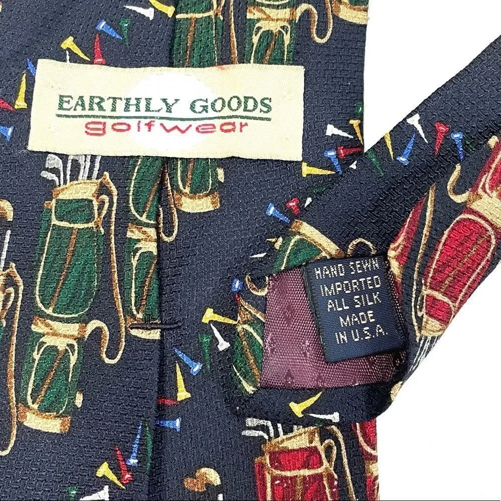 Earthly Goods Golfwear 100% Silk Golf Tie